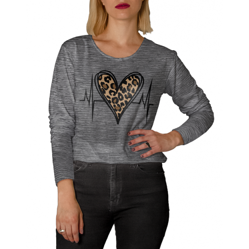 Long sleeve Heart EKG Tee